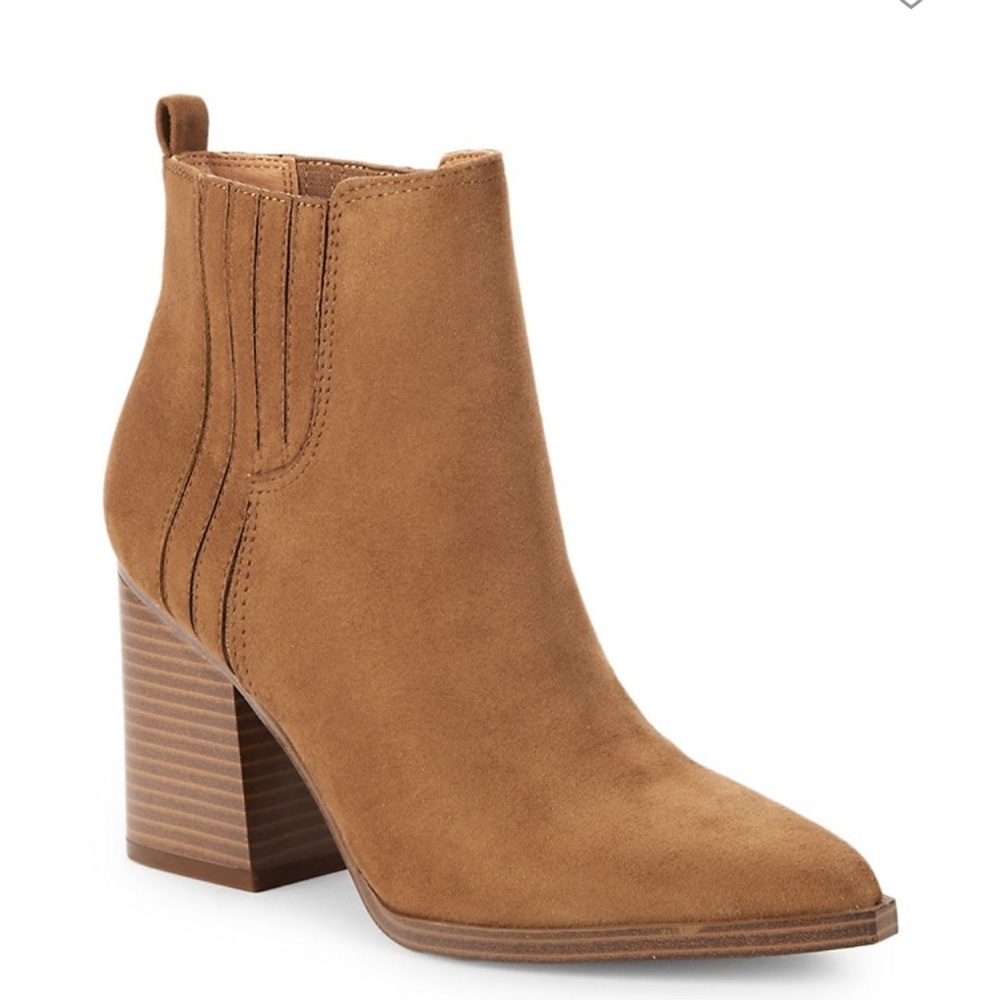 Nine West Oorleh Faux Suede Camel Ankle Boots - New